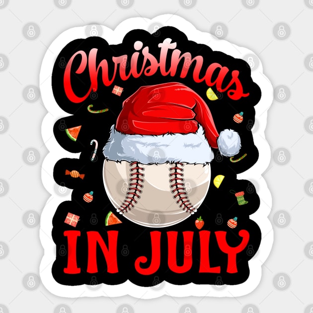 Christmas In July Baseball Santa Hat Summer Sticker by eyelashget